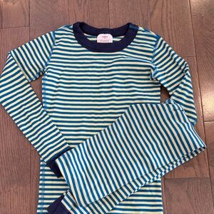 Hanna Andersson Blue and White Striped Long Sleeve Pajama Tee